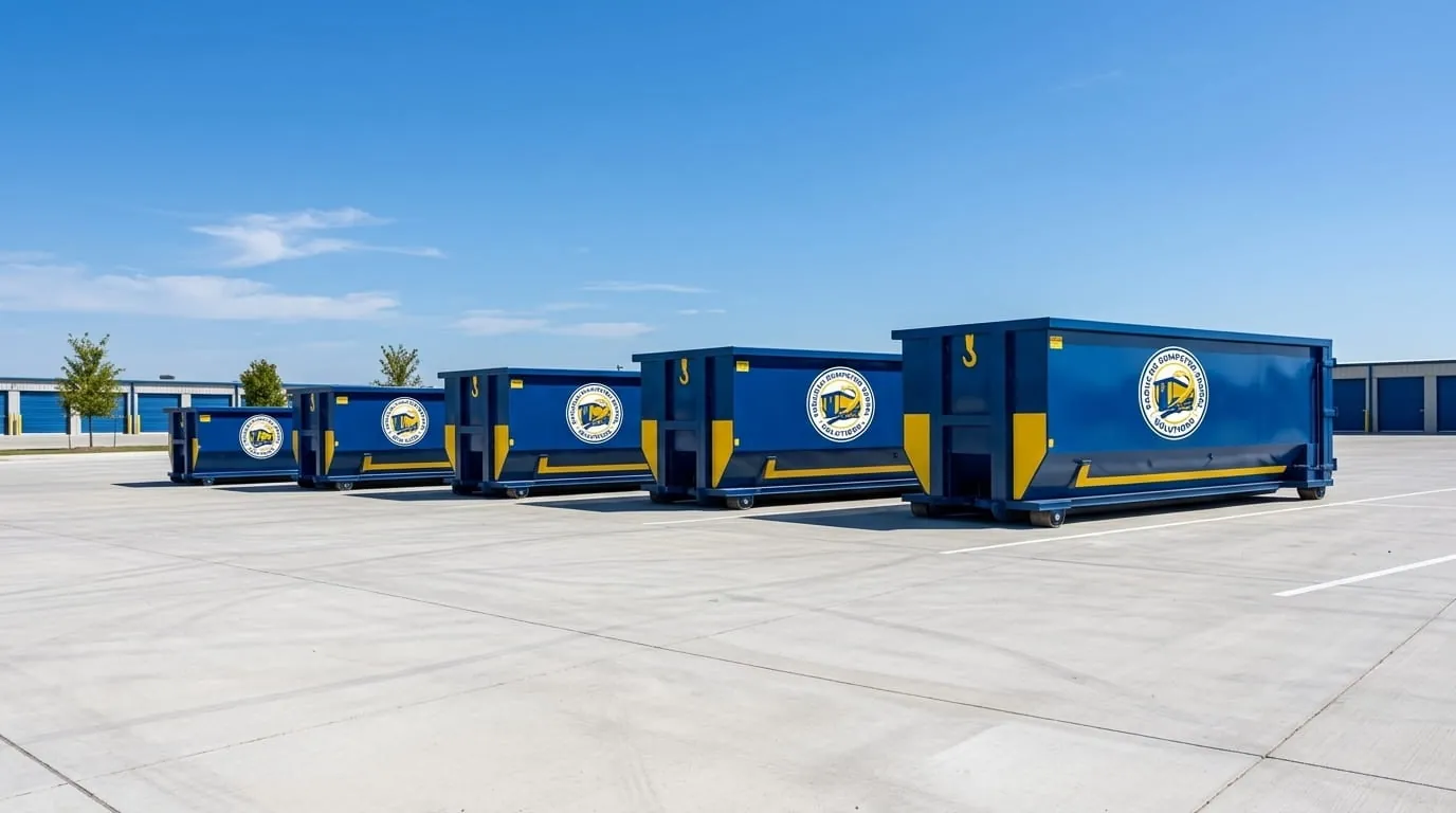 10, 15, 20 and 30 yard roll-off dumpsters lined up ready for rent in Paducah, KY 10, 15, 20 and 30 yard roll-off dumpsters lined up ready for rent in Paducah, KY