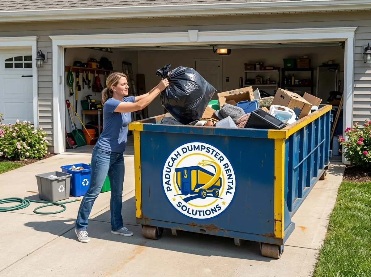 Furniture and household contents being loaded during a cleanout in Paducah, Kentucky